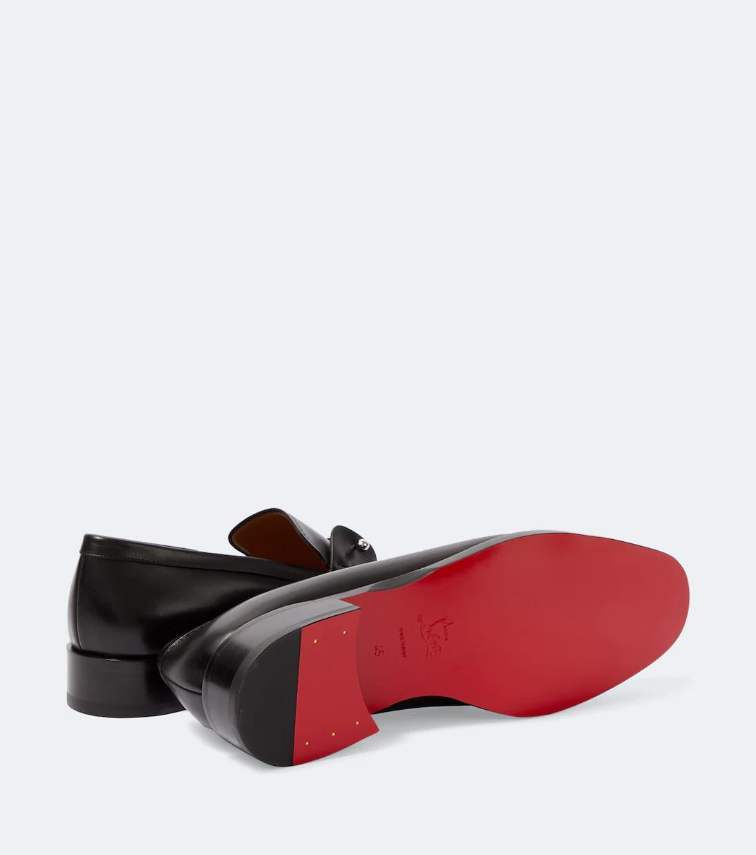 Christian Louboutin "Black" Leather Loafers with Silver Bar Detail