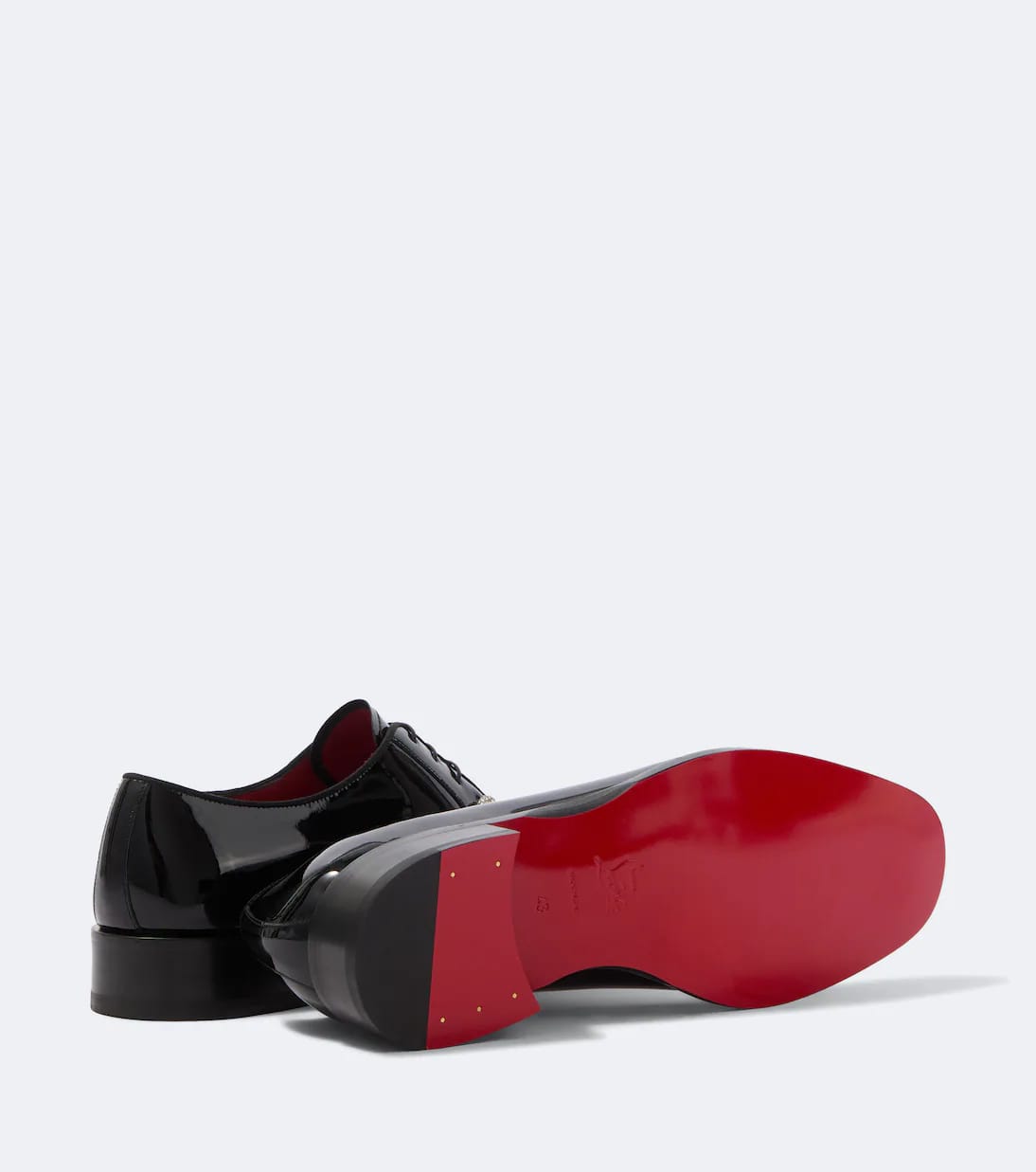 Christian Louboutin "Black" Patent Leather Lace-Up Derby Shoes with Crystal Studs