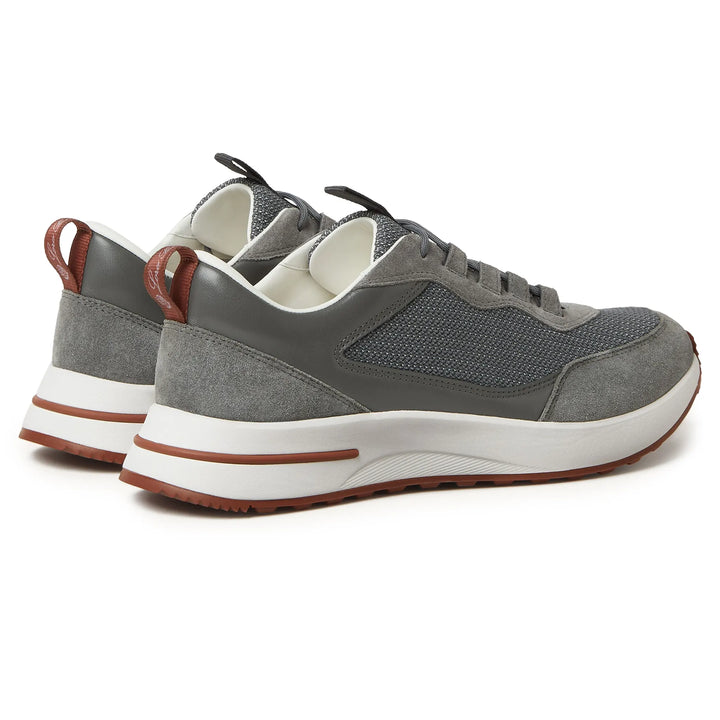 Loro Piana Week-End Light Stone "Gray" Suede and Mesh Sneakers
