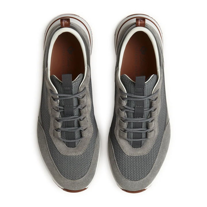 Loro Piana Week-End Light Stone "Gray" Suede and Mesh Sneakers