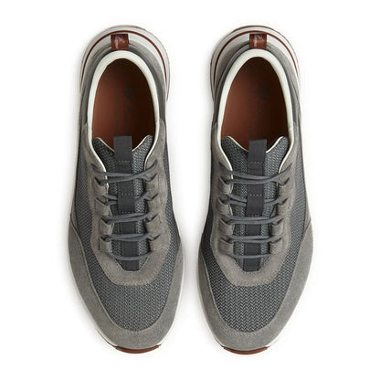 Loro Piana Week-End Light Stone "Gray" Suede and Mesh Sneakers