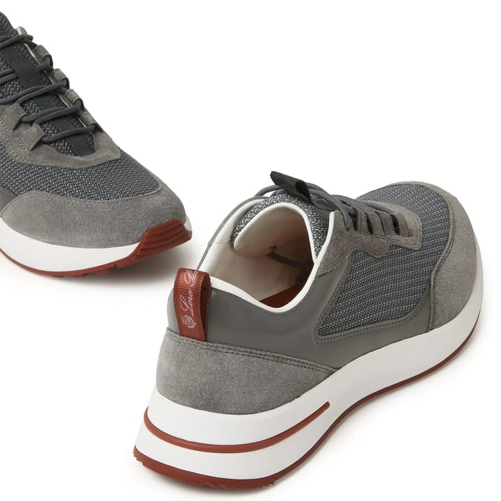 Loro Piana Week-End Light Stone "Gray" Suede and Mesh Sneakers