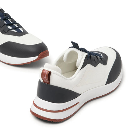 Loro Piana Week-End Walk "Navy and White" Mesh Leather Sneakers