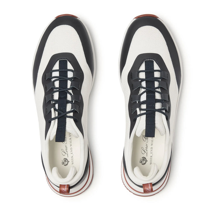 Loro Piana Week-End Walk "Navy and White" Mesh Leather Sneakers