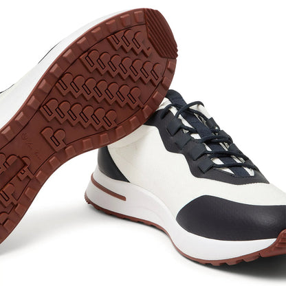 Loro Piana Week-End Walk "Navy and White" Mesh Leather Sneakers