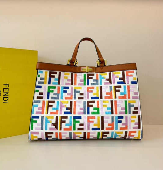 Fendi Peekaboo X-Tote – Multicolor FF Embroidered Leather with Tan Trim
