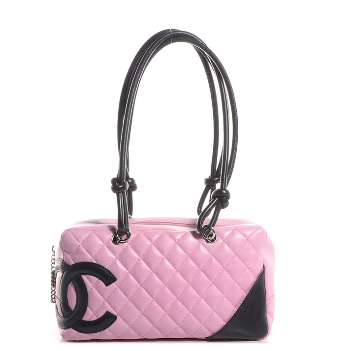 CHANEL Calfskin Quilted Large Cambon Bowler "Pink/ Black"