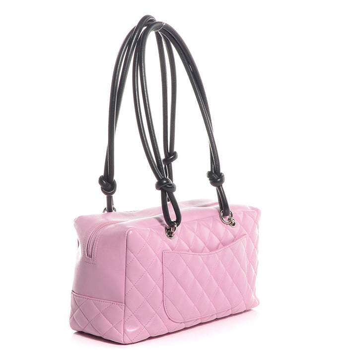 CHANEL Calfskin Quilted Large Cambon Bowler "Pink/ Black"