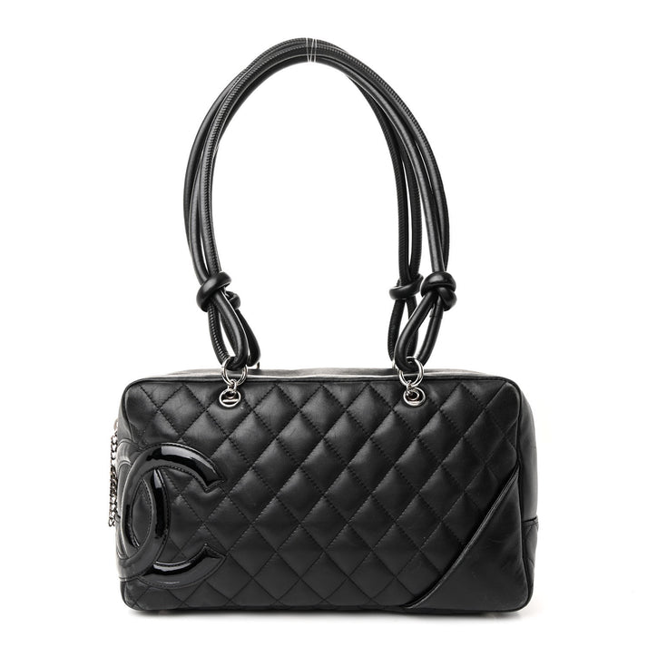 Calfskin Quilted Large Cambon Bowler "Black"
