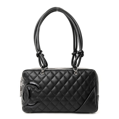 Calfskin Quilted Large Cambon Bowler "Black"