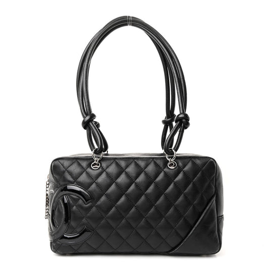 Calfskin Quilted Large Cambon Bowler "Black"