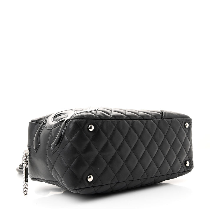 Calfskin Quilted Large Cambon Bowler "Black"