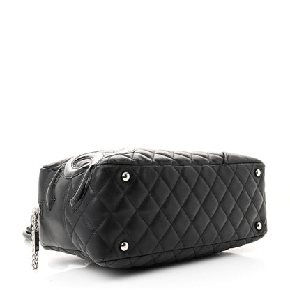 Calfskin Quilted Large Cambon Bowler "Black"
