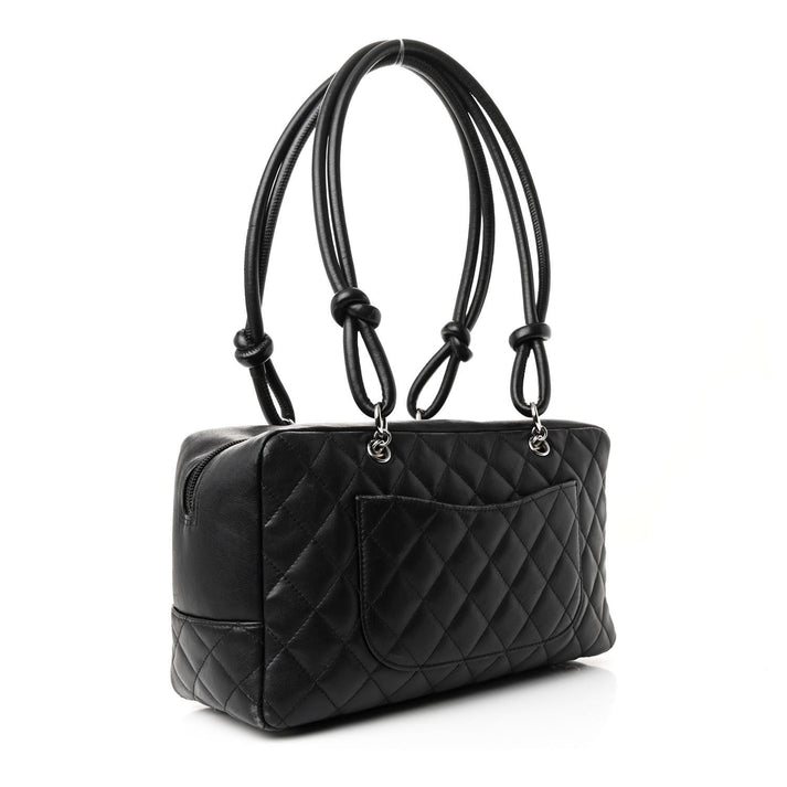 Calfskin Quilted Large Cambon Bowler "Black"