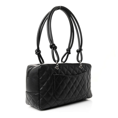 Calfskin Quilted Large Cambon Bowler "Black"
