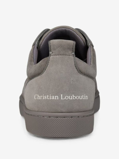 Christian Louboutin Spiked Low-Top Suede Sneakers – Grey, Men's