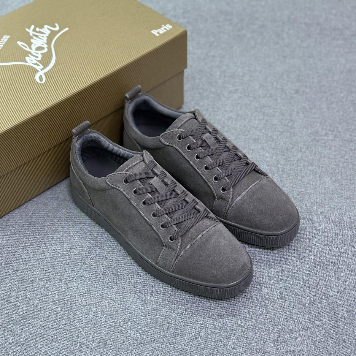 Christian Louboutin Low-Top Suede Sneakers – Grey, Men's
