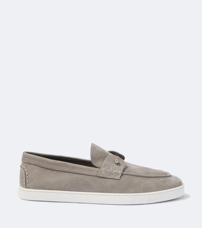 Christian Louboutin Slip-On Leather Loafers – Beige Taupe with White Sole, Men's