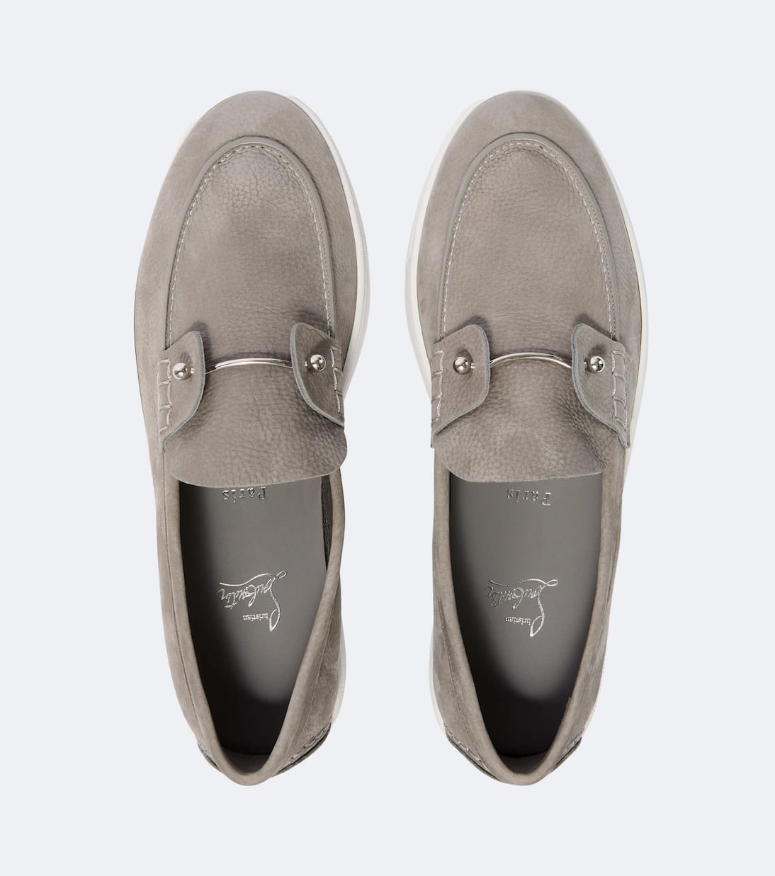 Christian Louboutin Slip-On Leather Loafers – Beige Taupe with White Sole, Men's