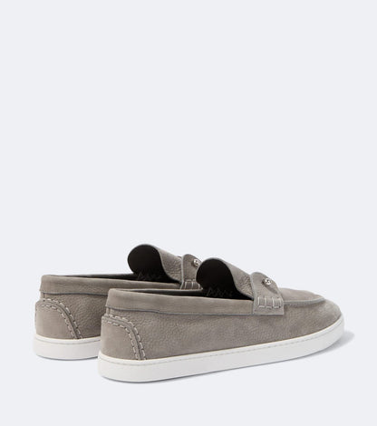 Christian Louboutin Slip-On Leather Loafers – Beige Taupe with White Sole, Men's