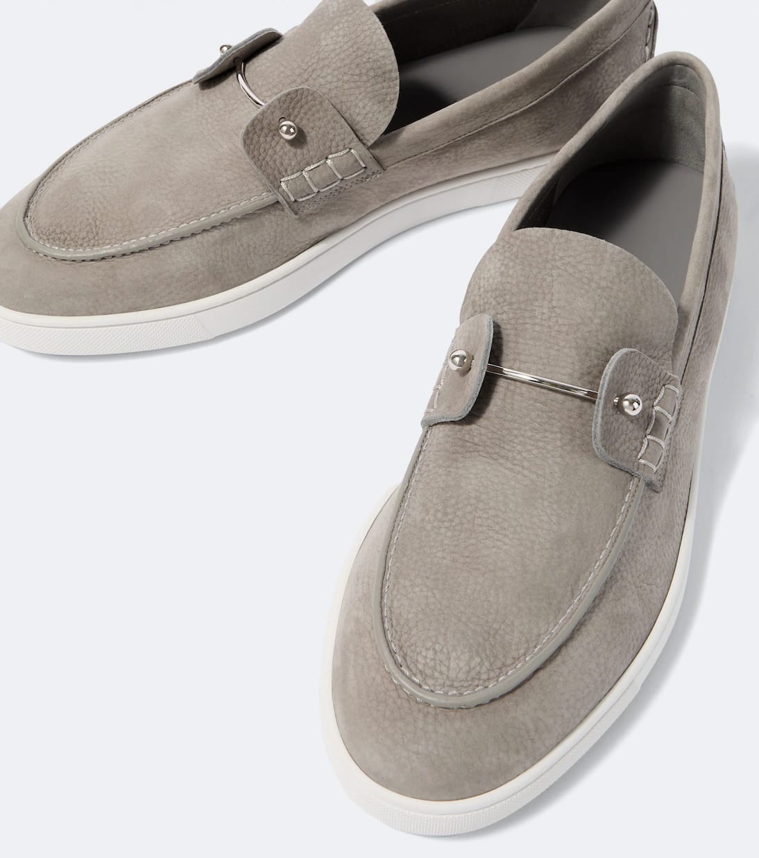 Christian Louboutin Slip-On Leather Loafers – Beige Taupe with White Sole, Men's