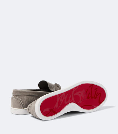 Christian Louboutin Slip-On Leather Loafers – Beige Taupe with White Sole, Men's