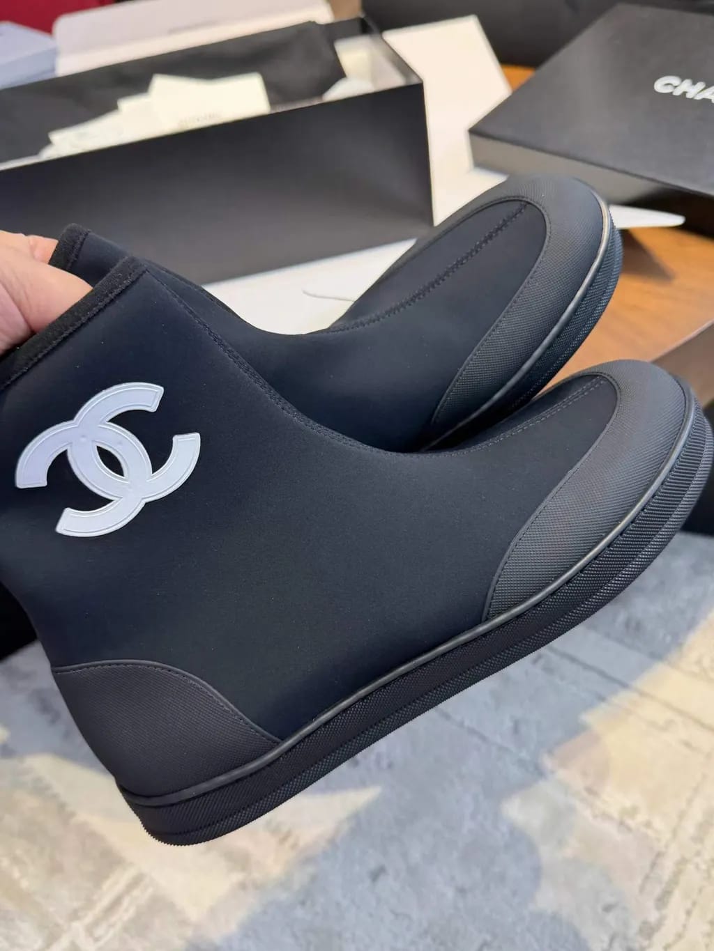 Chanel CC Logo Ankle Boots "Black & White"