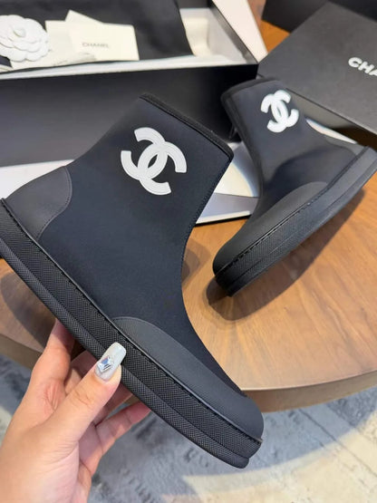 Chanel CC Logo Ankle Boots "Black & White"