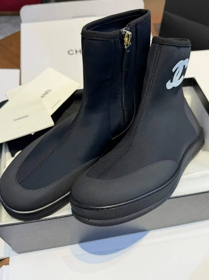 Chanel CC Logo Ankle Boots "Black & White"