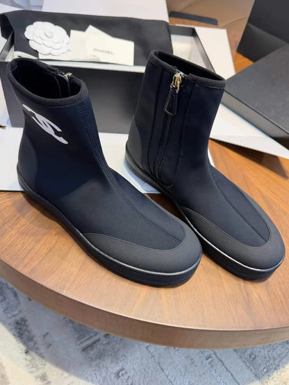Chanel CC Logo Ankle Boots "Black & White"