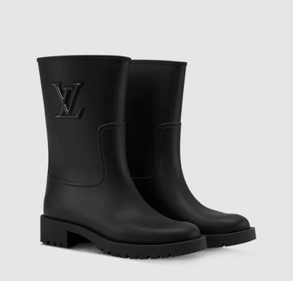 Louis Vuitton LV Logo Rain Boots "Matte Black"