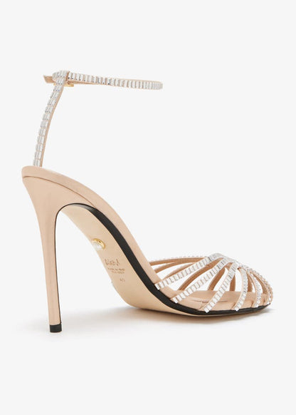Alevi Milano Crystal Strappy Ankle Strap Heels "Gold & Silver"