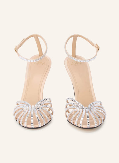 Alevi Milano Crystal Strappy Ankle Strap Heels "Silver"