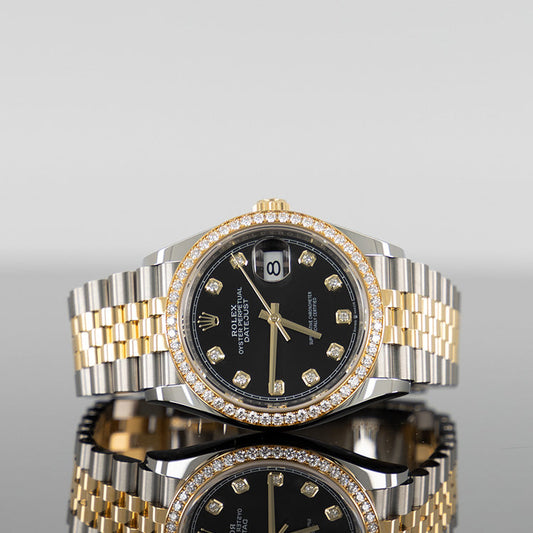 Rolex Datejust 36mm Steel and Yellow Gold Black Diamond Dial 126283RBR