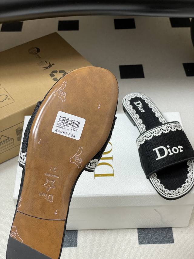 Christian Dior Women's Black Dway Slide Sandals.