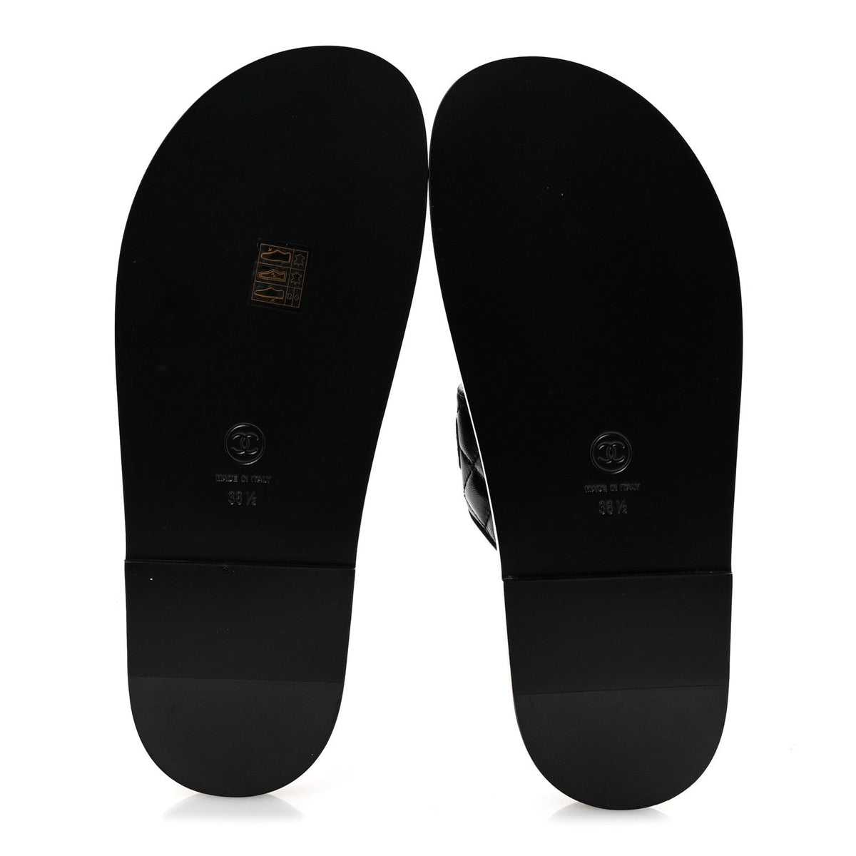 Channel Black Quilted Leather Double Strap Sandals