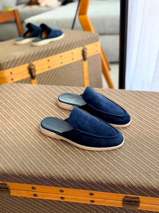 Loro Piana Men’s Summer Walk Loafers–Navy Blue