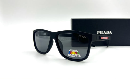 Prada Linea Rossa Men' Matte Black Wayfarer Sunglasses