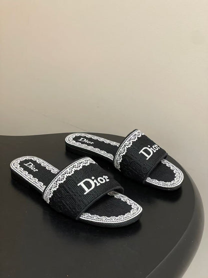 Christian Dior Women's Black Dway Slide Sandals.
