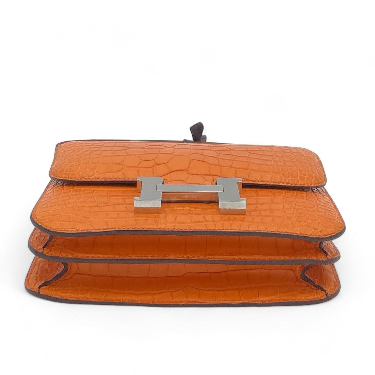 Hermès Constance-Inspired Orange Croc-Embossed Bag