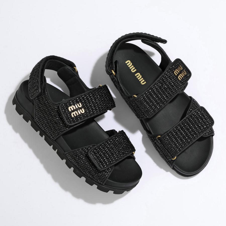 Miu Miu Black Woven Strap Sport Sandals
