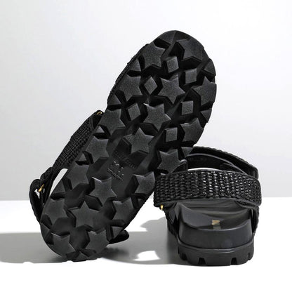 Miu Miu Black Woven Strap Sport Sandals